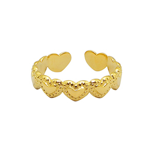 Stainless Steel - Rostfrei Stahl Ringe Heart Gold