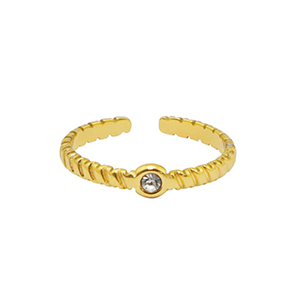 Stainless Steel - Rostfrei Stahl Ringe Crystal Gold