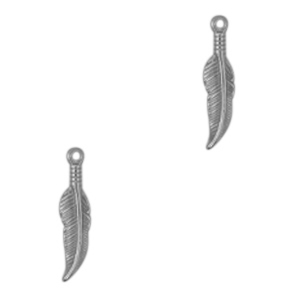 Anh&auml;nger aus Stainless Steel - Rostfreiem Stahl Feather Antik silber