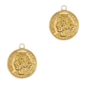 Anh&auml;nger aus Stainless Steel - Rostfreiem Stahl Coin Gold