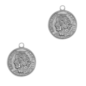 Anh&auml;nger aus Stainless Steel - Rostfreiem Stahl Coin Antik silber
