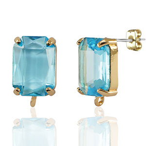 Ohrringe / Ohrstecker aus Glas mit &Ouml;se Rectangle Blue-gold