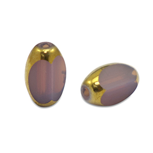 Oval Glas Perlen Facet Heather purple-gold