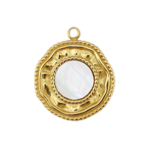 Anh&auml;nger aus Stainless Steel - Rostfreiem Stahl Muschel Salzwasserperlmutt Irregular Gold-white (Naturliche Farbe Muschel)