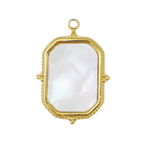 Anh&auml;nger aus Stainless Steel - Rostfreiem Stahl Muschel Salzwasserperlmutt Rectangle Gold-white (Naturliche Farbe Muschel)