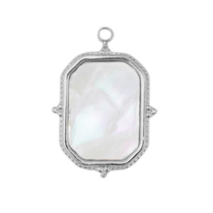 Anh&auml;nger aus Stainless Steel - Rostfreiem Stahl Muschel Salzwasserperlmutt Rectangle Silver-white (Naturliche Farbe Muschel)