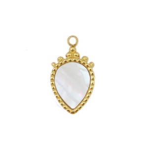 Anh&auml;nger aus Stainless Steel - Rostfreiem Stahl Muschel Salzwasserperlmutt Drop Gold-white (Naturliche Farbe Muschel)