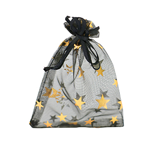 Organza Schmuck Beutel 9x12cm Star Black-gold