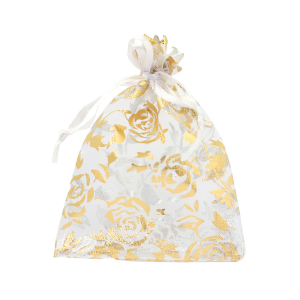 Organza Schmuck Beutel 9x12cm Rose White-gold