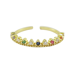 TQ Metall Brass Ring Zirkonia Gold-multicolour