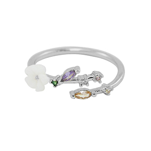 TQ Metall Brass Ring Zirkonia Silver-multicolour