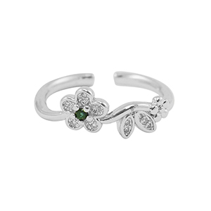 TQ Metall Brass Ring Zirkonia Silver-crystal black