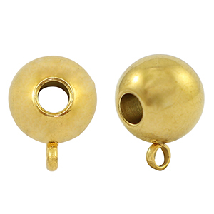 Perlen aus Stainless Steel - Rostfreiem Stahl mit &Ouml;se 10mm Gold