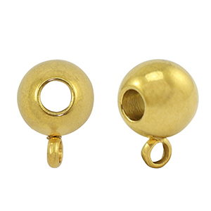 Perlen aus Stainless Steel - Rostfreiem Stahl mit &Ouml;se 8mm Gold