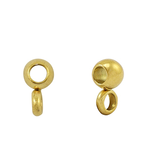 Perlen aus Stainless Steel - Rostfreiem Stahl mit &Ouml;se 4mm Gold