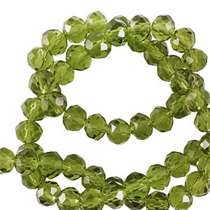 Facetten Top Glas Perlen 6x4mm Rondellen Dark lime green