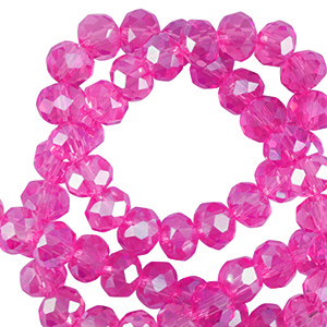 Facetten Top Glas Perlen 6x4mm Rondellen Fuchsia-pearl shine coating