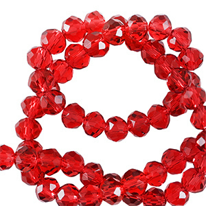 Facetten Top Glas Perlen 6x4mm Rondellen Candy red