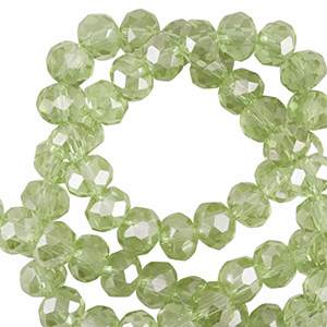 Facetten Top Glas Perlen 4x3mm Rondellen Malachy green-pearl shine coating