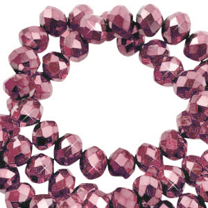 Facetten Top Glas Perlen 4x3mm Rondellen Magenta pink-pearl shine coating