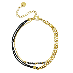 Stainless Steel - Rostfrei Stahl Armb&auml;nder duo Layer Gold-black