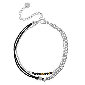 Stainless Steel - Rostfrei Stahl Armb&auml;nder duo Layer Silver-black