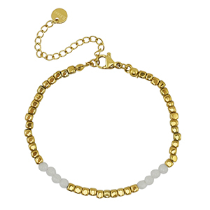 Stainless Steel - Rostfrei Stahl Armb&auml;nder Gold-white