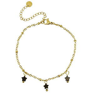 Stainless Steel - Rostfrei Stahl Armb&auml;nder Star Gold-black