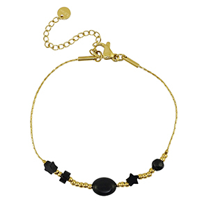 Stainless Steel - Rostfrei Stahl Armb&auml;nder Star Gold-black