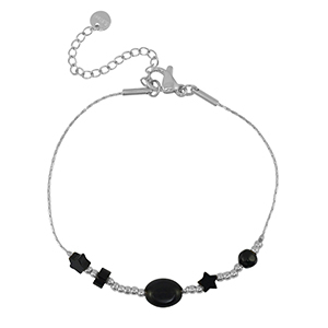 Stainless Steel - Rostfrei Stahl Armb&auml;nder Star Silver-black