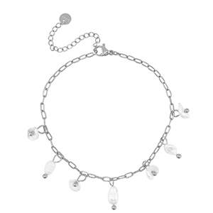 Stainless Steel - Rostfrei Stahl Armb&auml;nder Pearls Silver-pearl white