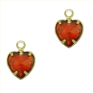 Anh&auml;nger aus Kristallglas Heart Red-gold