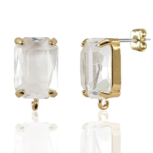 Ohrringe / Ohrstecker aus Glas mit &Ouml;se Rectangle Crystal-gold