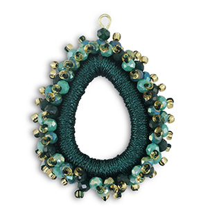 Facetten Perlen Anh&auml;nger Drop Multicolour - Dark Teal Green