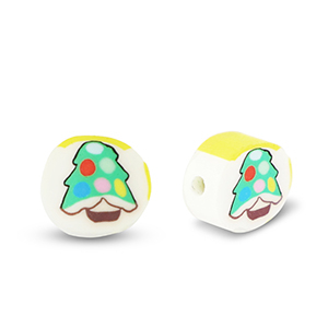Perlen Polymer Christmas tree White-green