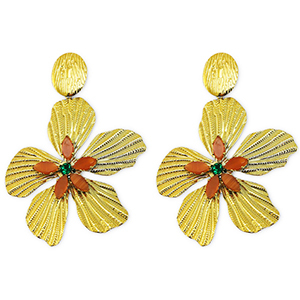 Stainless Steel - Rostfrei Stahl Ohrringe Ohrstecker Flower Gold