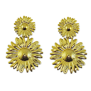 Stainless Steel - Rostfrei Stahl Ohrringe Flower Gold