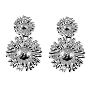 Stainless Steel - Rostfrei Stahl Ohrringe Flower Silver