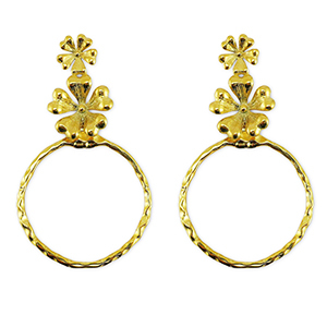 Stainless Steel - Rostfrei Stahl Ohrringe Flower Gold