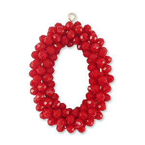Facetten Perlen Anh&auml;nger Oval Red