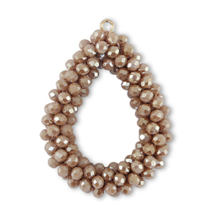 Facetten Perlen Anh&auml;nger Drop Taupe brown