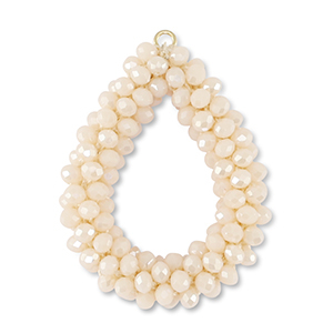 Facetten Perlen Anh&auml;nger Drop Vanilla white