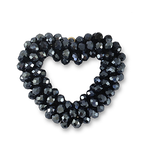 Facetten Perlen Anh&auml;nger Heart Midnight Blue