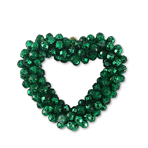 Facetten Perlen Anh&auml;nger Heart Fairway green