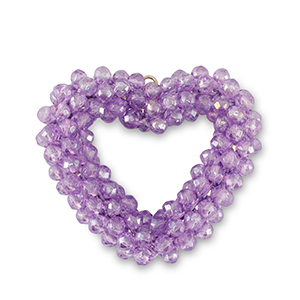 Facetten Perlen Anh&auml;nger Heart Purple