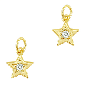 TQ Metall Brass Anh&auml;nger Zirconia Star Gold