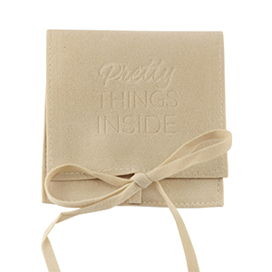Schmuck Beutel "Pretty things inside" Latte beige