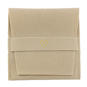 Schmuck Beutel Herz Latte beige-gold