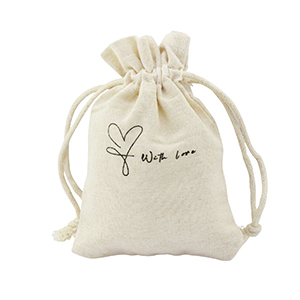 Leinen Schmuck Beutel "with love" Off white
