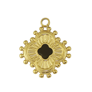 Anh&auml;nger aus Stainless Steel - Rostfreiem Stahl flower Gold / Black